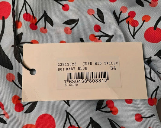 Jupe midi Sonia Rykiel imprimé cerises sur cintre