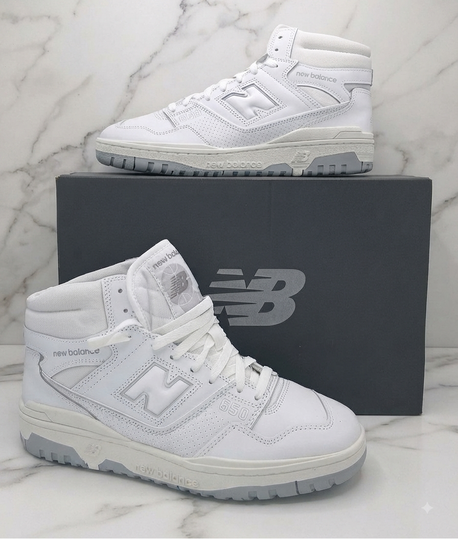 Baskets montantes New Balance 650 blanches, pointure 44, vue de face