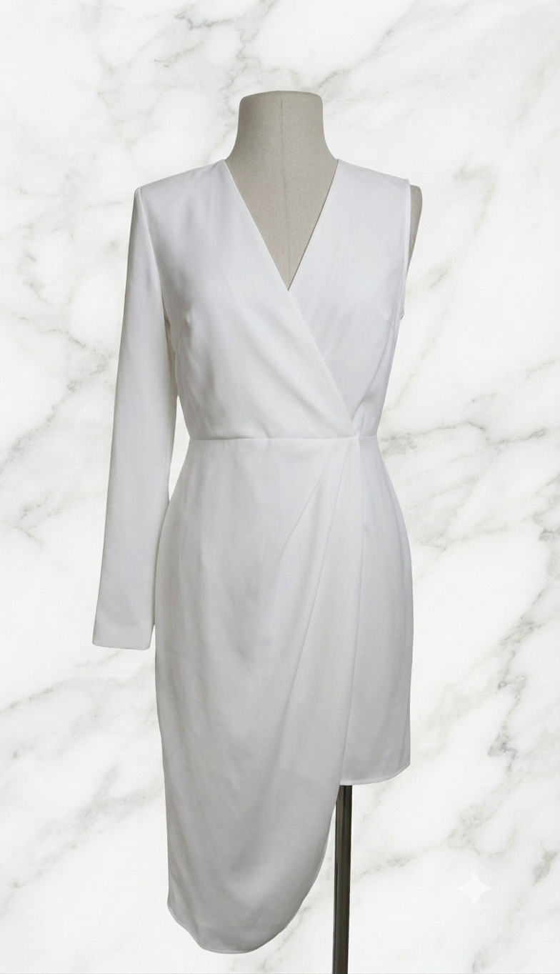 Robe Elisabetta Franchi asymétrique ivoire — T.46 IT / 42 FR, neuve