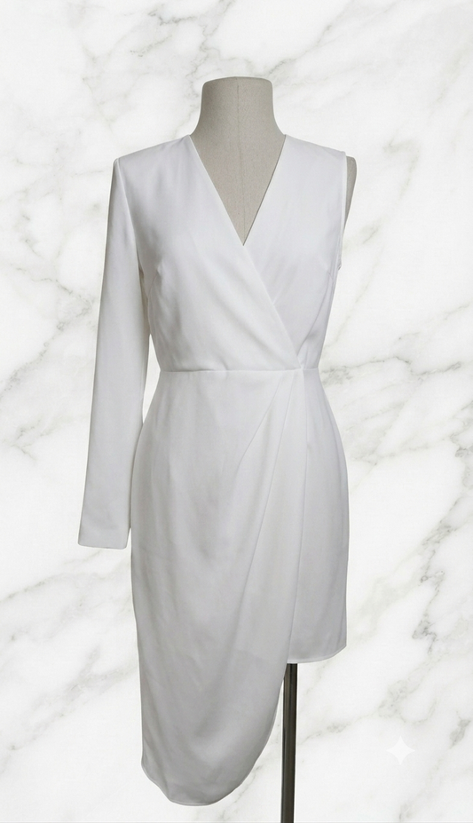 Robe Elisabetta Franchi asymétrique ivoire — T.46 IT / 42 FR, neuve