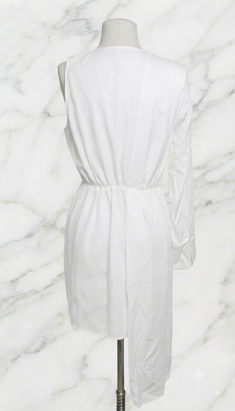 Robe Elisabetta Franchi asymétrique ivoire — T.46 IT / 42 FR, neuve